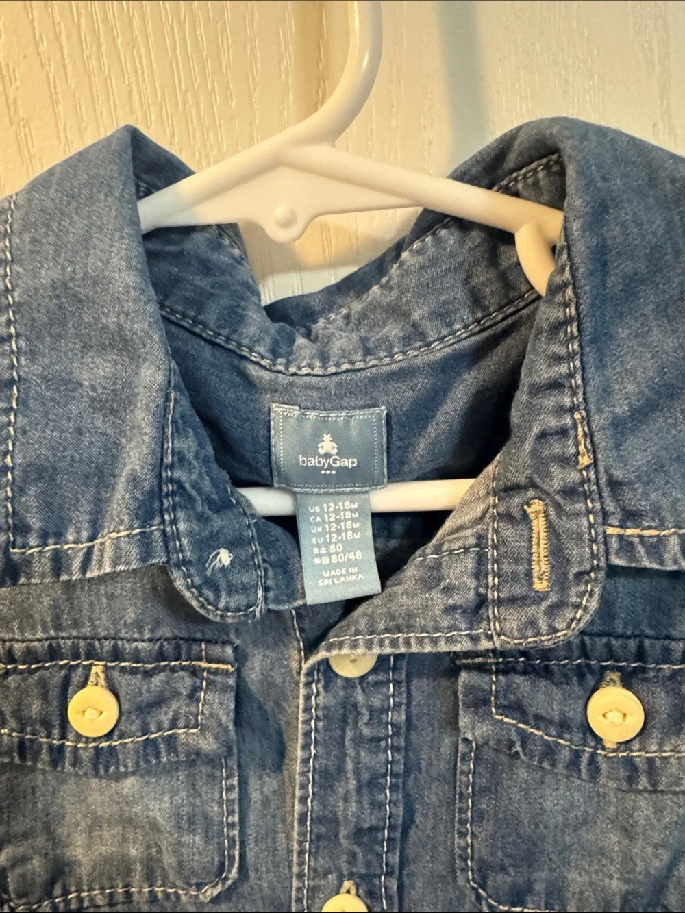 BabyGap Baby Denim Chambray Romper 12-18M Button Front